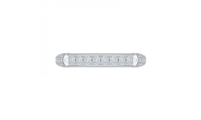 Shah Luxury 14K White Gold Princess & Round Diamond Wedding Band