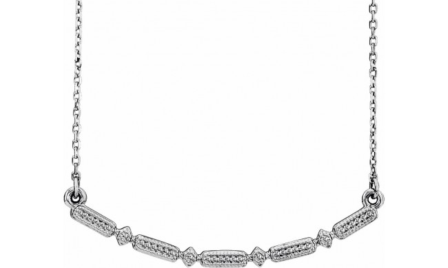 14K White Beaded Bar 16-18 Necklace