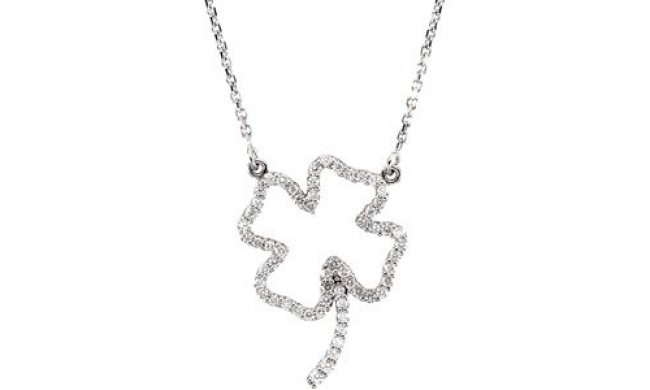 14K White 1/4 CTW Diamond Clover 16 Necklace