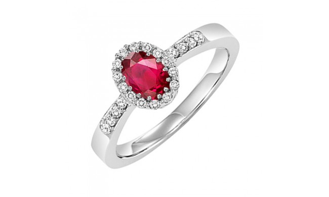 Gems One 14Kt White Gold Diamond (1/8Ctw) & Ruby (5/8 Ctw) Ring