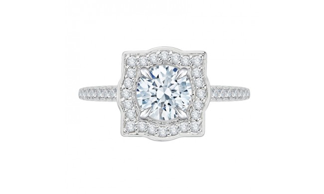 Shah Luxury 14K White Gold Round Diamond Halo Vintage Engagement Ring (Semi-Mount)