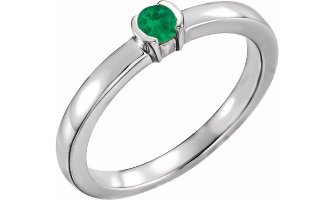 14K White Emerald Family Stackable Ring