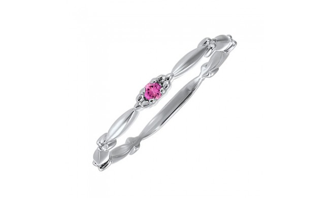 Gems One 10Kt White Gold Pink Tourmaline (1/20 Ctw) Ring