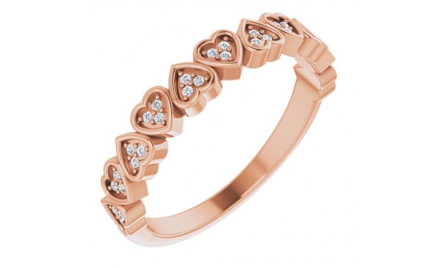 14K Rose .07 CTW Diamond Heart Anniversary Band