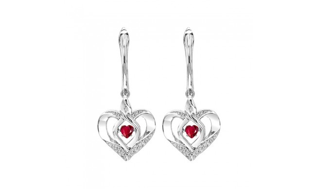 Gems One Silver Diamond (1/50 Ctw) & Created Ruby (1/8 Ctw) Earring