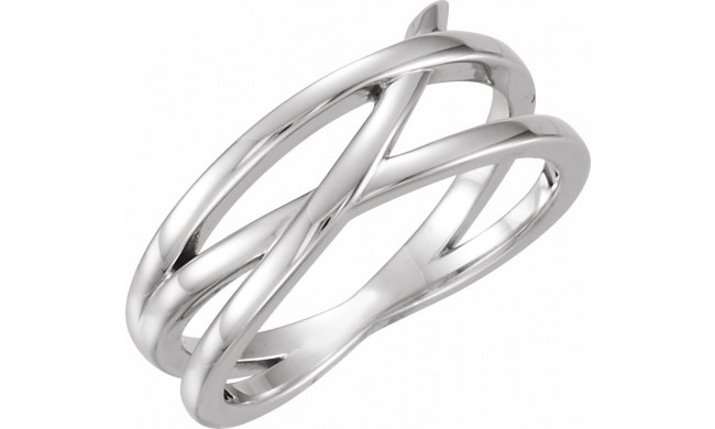 14K White Criss-Cross Ring