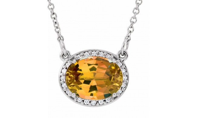 14K White Citrine & .05 CTW Diamond 16.5 Necklace
