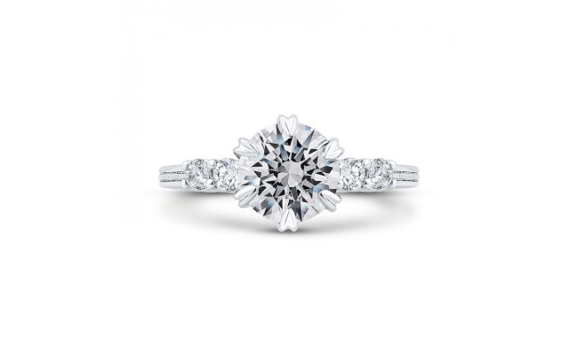 Shah Luxury 14K White Gold Round Cut Diamond Engagement Ring (Semi-Mount)