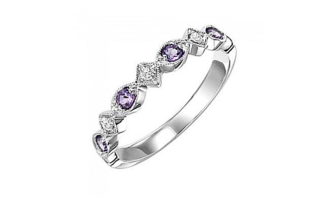 Gems One 10Kt White Gold Diamond (1/20Ctw) & Amethyst (1/6 Ctw) Ring