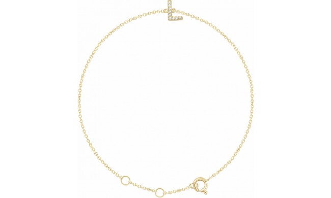 14K Yellow .04 CTW Diamond Initial L 6-7 Bracelet