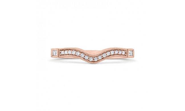 Shah Luxury 14K Rose Gold Round and Baguette Diamond Wedding Band