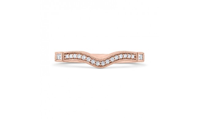 Shah Luxury 14K Rose Gold Round and Baguette Diamond Wedding Band