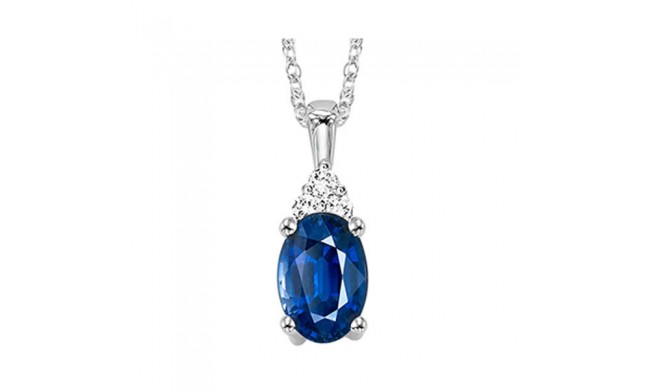 Gems One 10Kt White Gold Diamond (1/50Ctw) & Sapphire (1/2 Ctw) Pendant