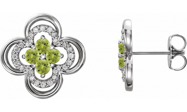 Platinum Peridot & 1/5 CTW Diamond Clover Earrings