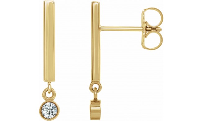 14K Yellow 1/8 CTW Diamond Bar Earrings