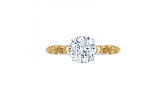 Shah Luxury Round Cut Solitaire Diamond Vintage Engagement Ring In 14K Two-Tone Gold (Semi-Mount)