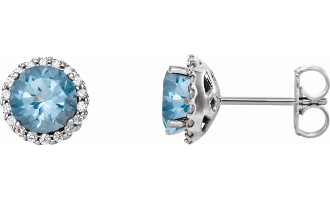 14K White Aquamarine & 1/10 CTW Diamond Earrings