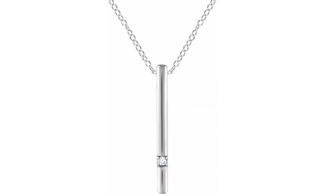 14K White .015 CT Diamond Bar 16-18 Necklace