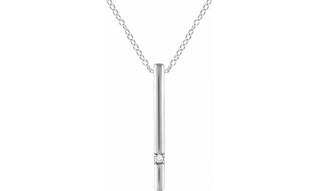 14K White .015 CT Diamond Bar 16-18 Necklace