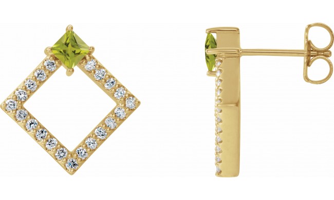 14K Yellow Peridot & 1/3 CTW Diamond Earrings