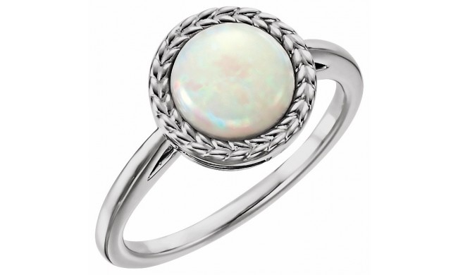 14K White Opal Ring