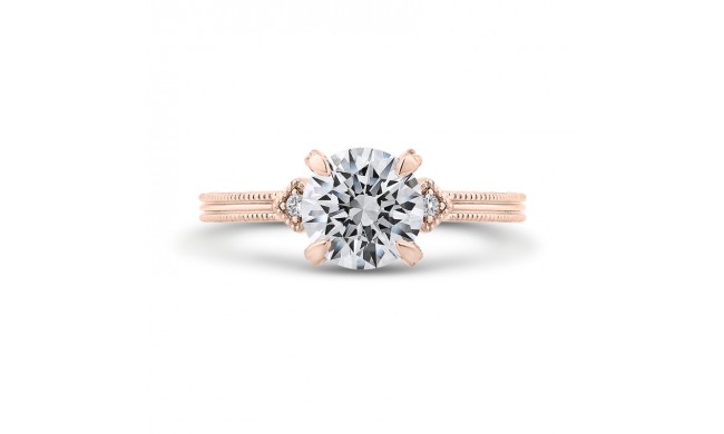 Shah Luxury 14K Rose Gold Round Cut Diamond Engagement Ring (Semi-Mount)