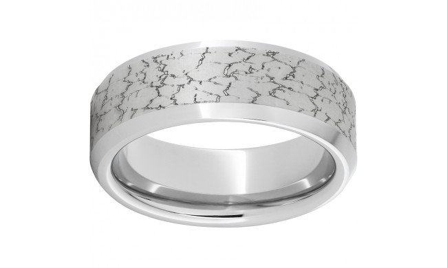 Serinium Beveled Edge Band with Tectonic Laser Engraving