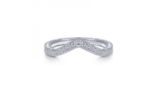 Gabriel & Co. 14k White Gold Victorian Curved Wedding Band