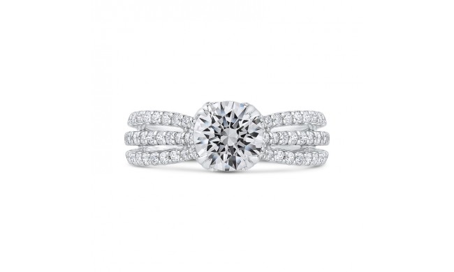 Shah Luxury 14K White Gold Round Cut Diamond Engagement Ring (Semi-Mount)