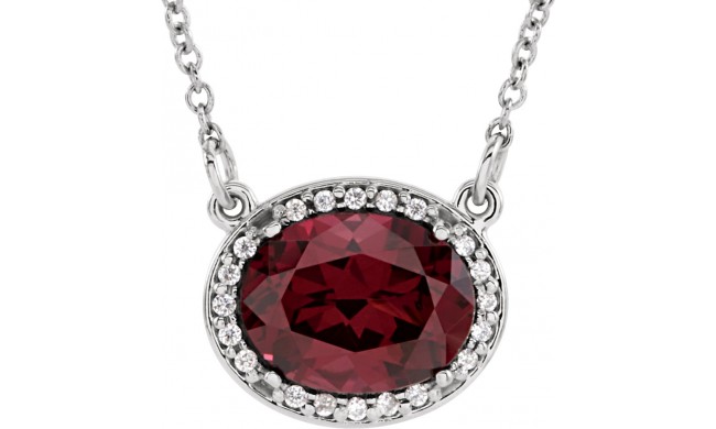 14K White Rhodolite Garnet & .05 CTW Diamond 16.5 Necklace