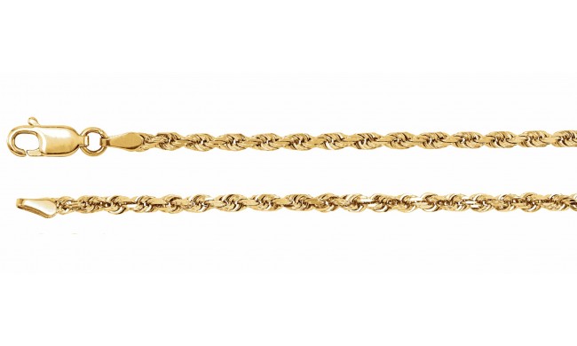 14K Yellow 2.5 mm Diamond Cut Rope 7 Chain