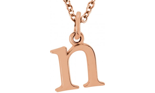 14K Rose Lowercase Initial n 16 Necklace