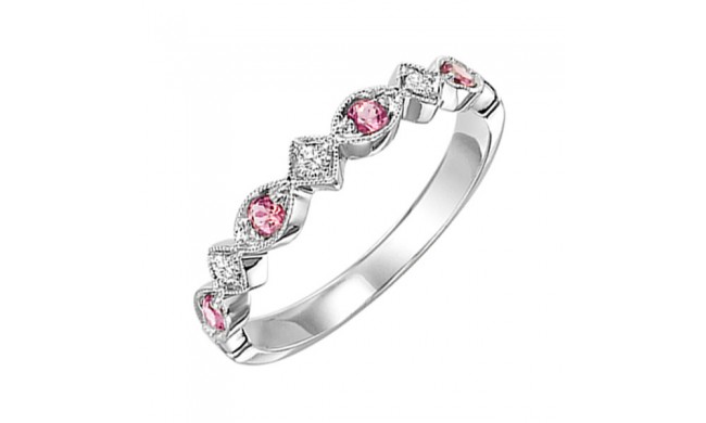 Gems One 14Kt White Gold Diamond (1/20Ctw) & Pink Tourmaline (1/6 Ctw) Ring