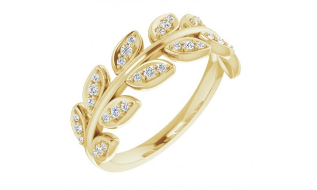 14K Yellow 1/4 CTW Diamond Leaf Ring