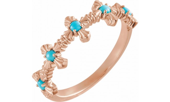 14K Rose Turquoise Cross Ring