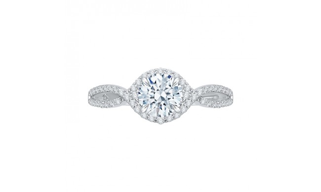 Shah Luxury Round Diamond Engagement Ring In 14K White Gold with Split Shank (Semi-Mount)