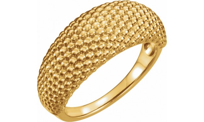 14K Yellow Beaded Dome Ring