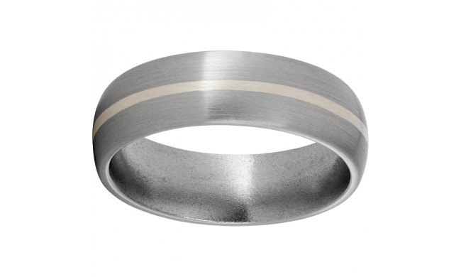 Titanium Domed Band with a 1mm Sterling Silver Inlay and Satin Finish