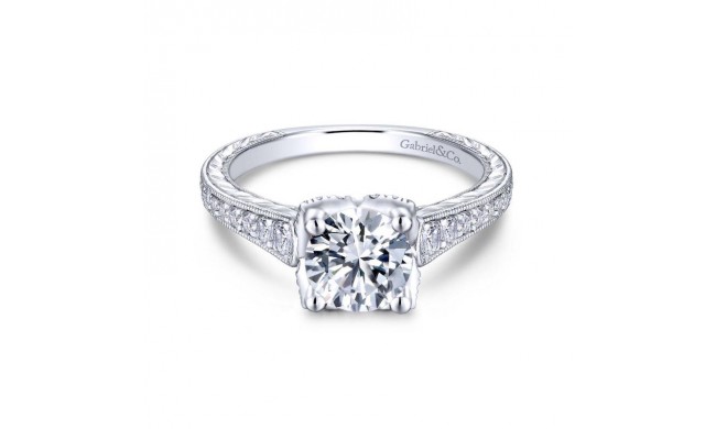 Gabriel & Co. 14k White Gold Victorian Straight Engagement Ring