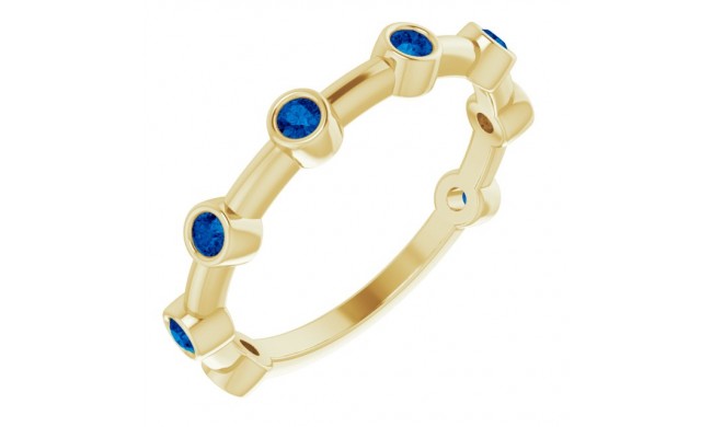 14K Yellow Blue Sapphire Bezel-Set Bar Ring