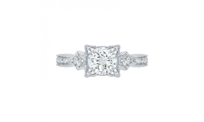 Shah Luxury Round Diamond Vintage Engagement Ring In 14K White Gold (Semi-Mount)