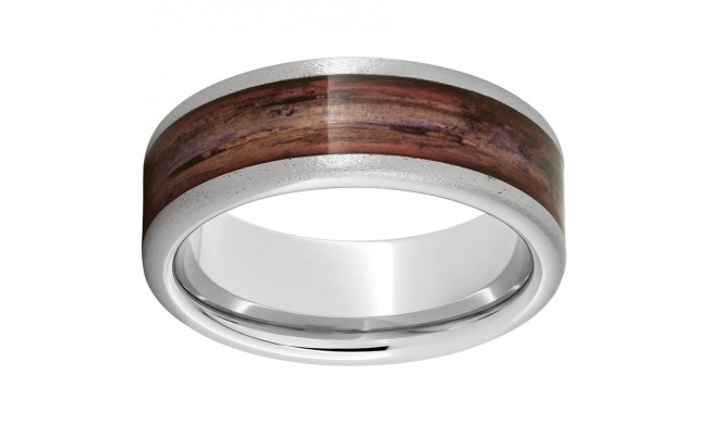 Serinium Pipe Cut Band with Cabernet Barrel Aged Inlay & Stone Finish