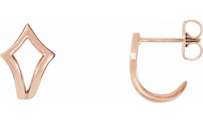 14K Rose Geometric J-Hoop Earrings