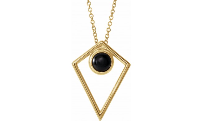 14K Yellow Onyx Cabochon Pyramid 16-18 Necklace