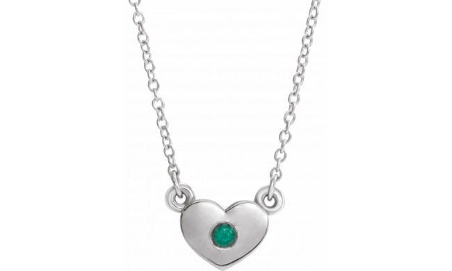 14K White Emerald Heart 16 Necklace