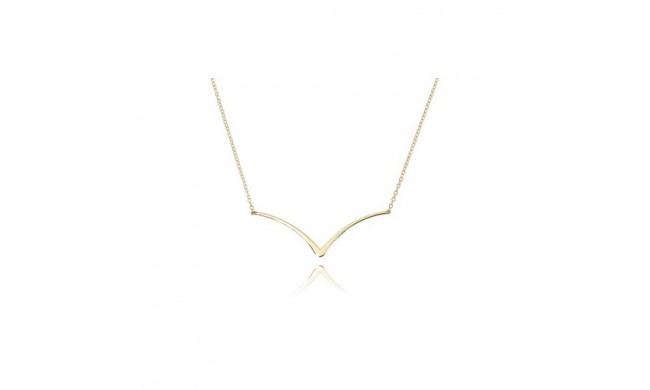 14K Yellow Gold Curved Edge V Necklace