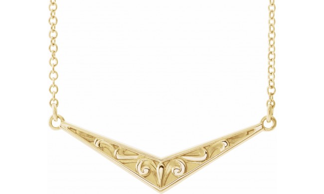 14K Yellow Sculptural V 18 Necklace