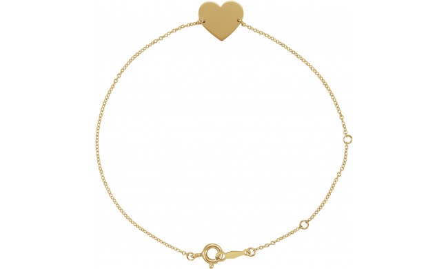 14K Yellow Heart 7-8 Bracelet