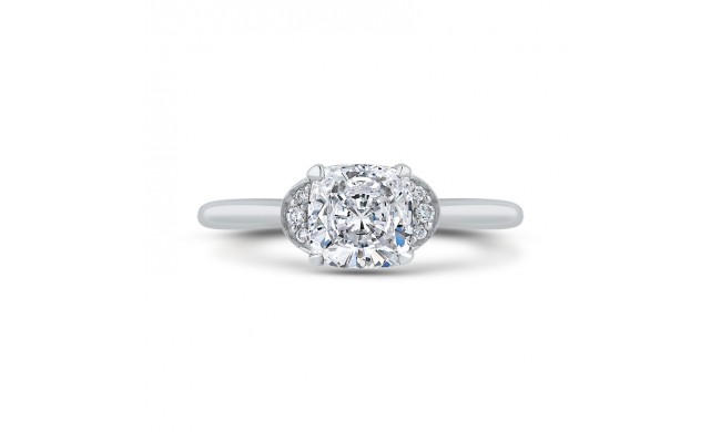 Shah Luxury Cushion Diamond 14K White Gold Classic Engagement Ring (Semi-Mount)