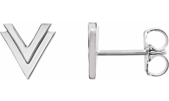 14K White 8 mm Double V Earrings
